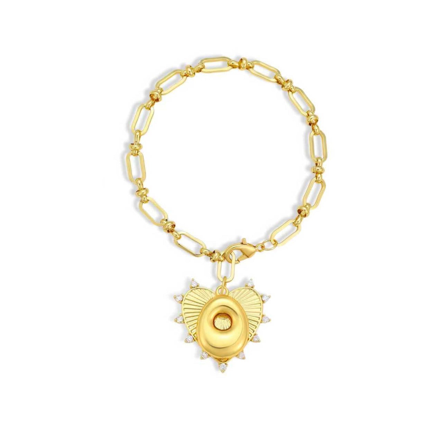 Balloon Initial Heart Charm Bracelet - Gold Link Chain