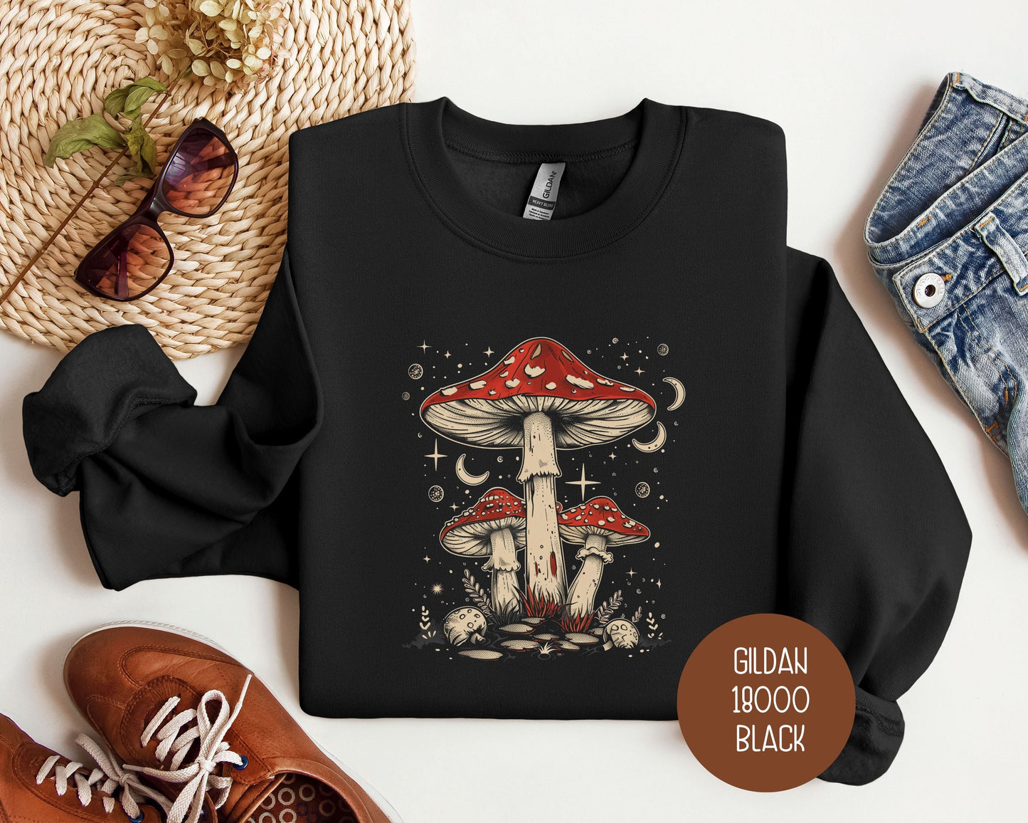 Retro Red Mushrooms Sweatshirt