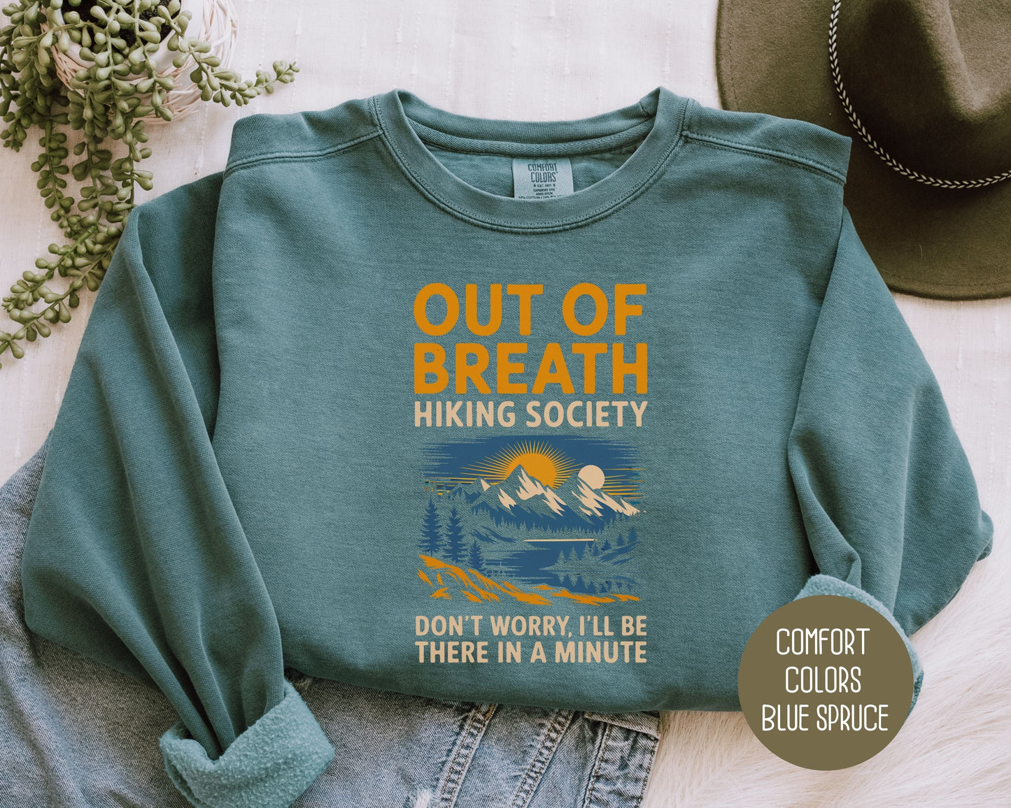Out of Breath Hiking Society Comfort Colors Sweatshirt