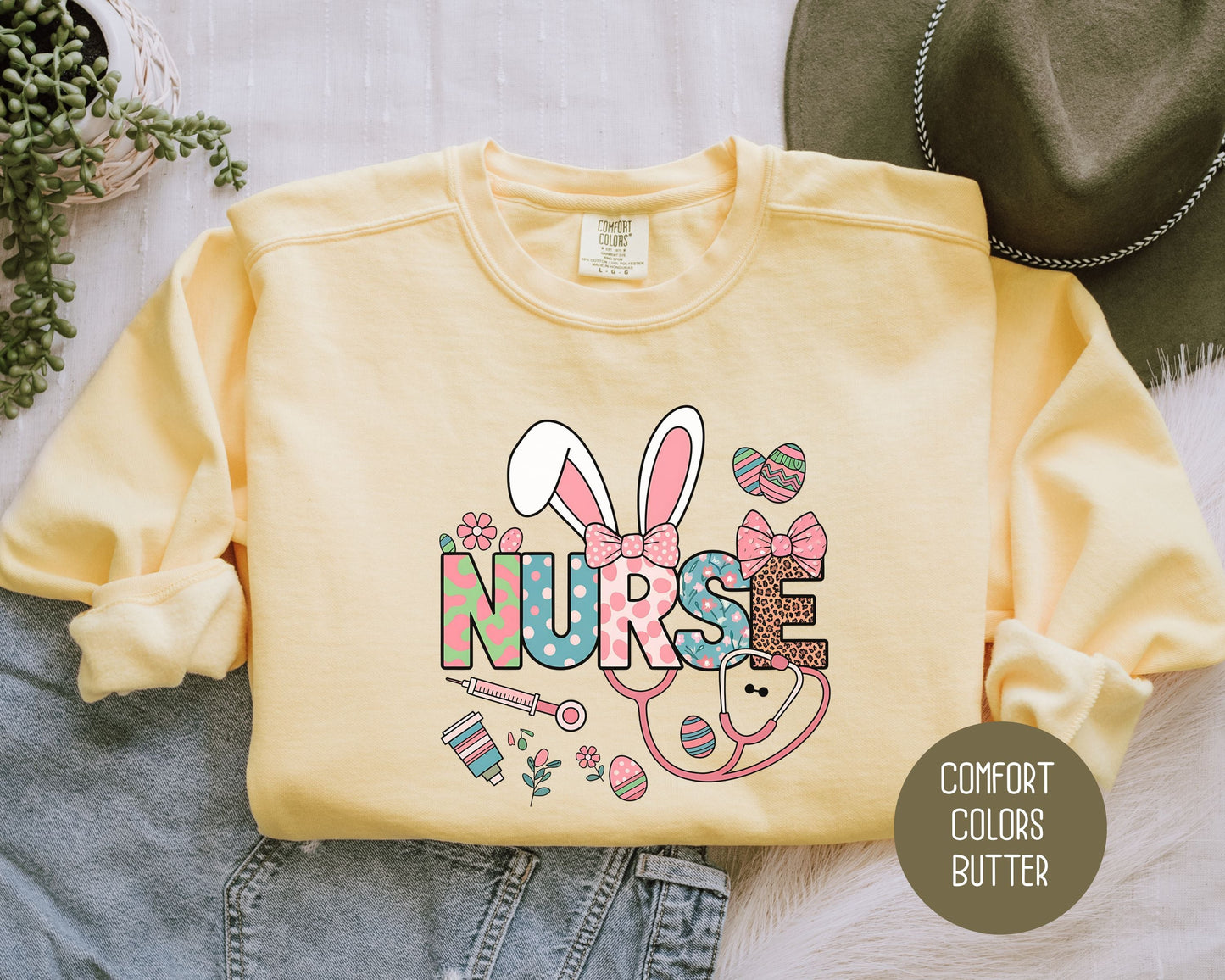 Easter Nurse Comfort Colors Sweatshirt