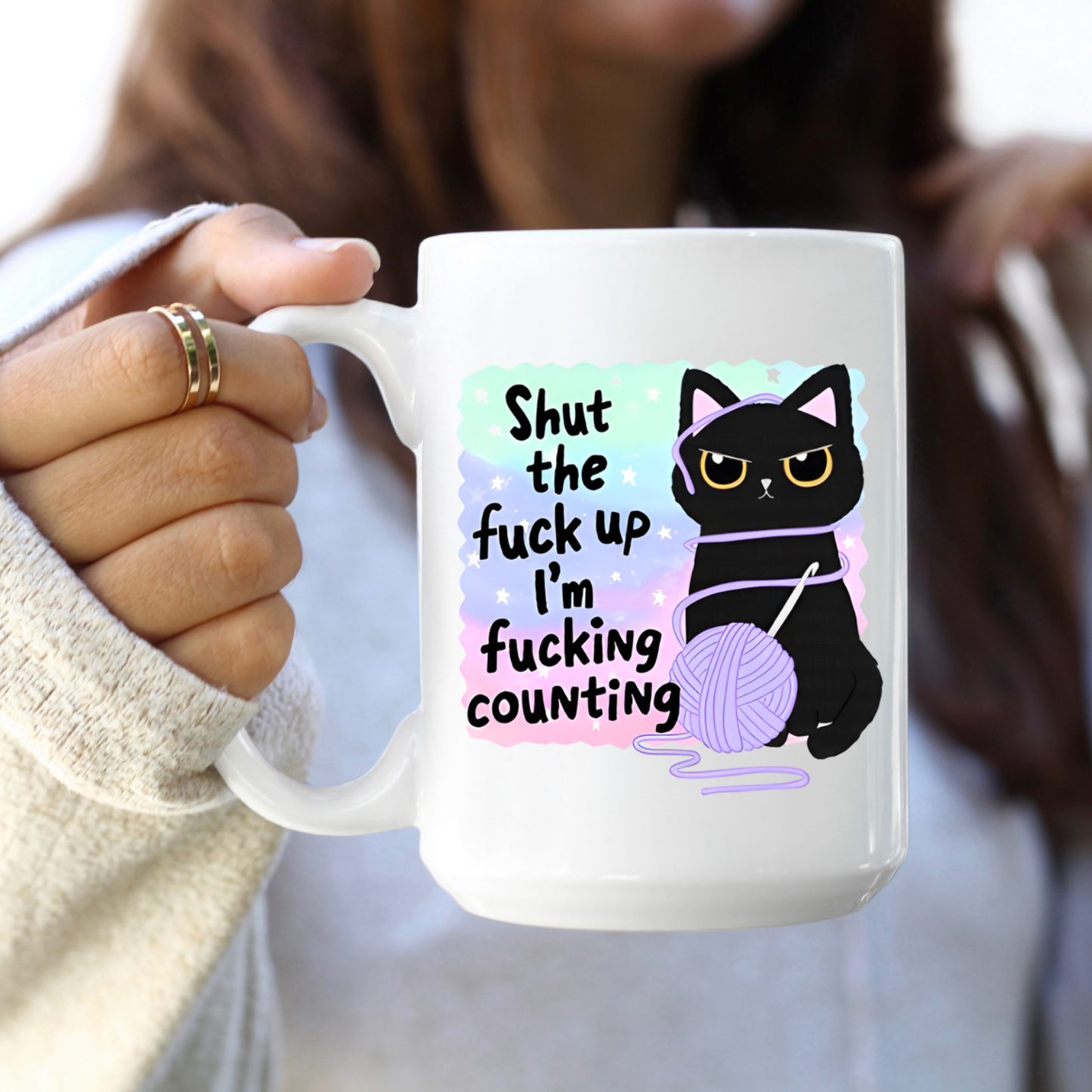 Knitting Crochet Cat Gift Coffee Mug