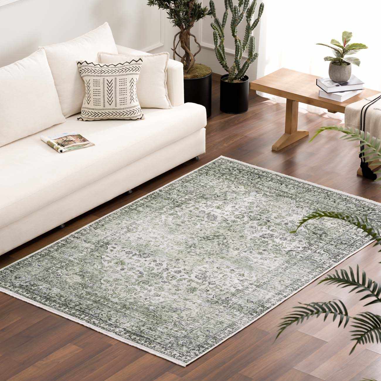 Green Holi-4604 Washable Area Rug