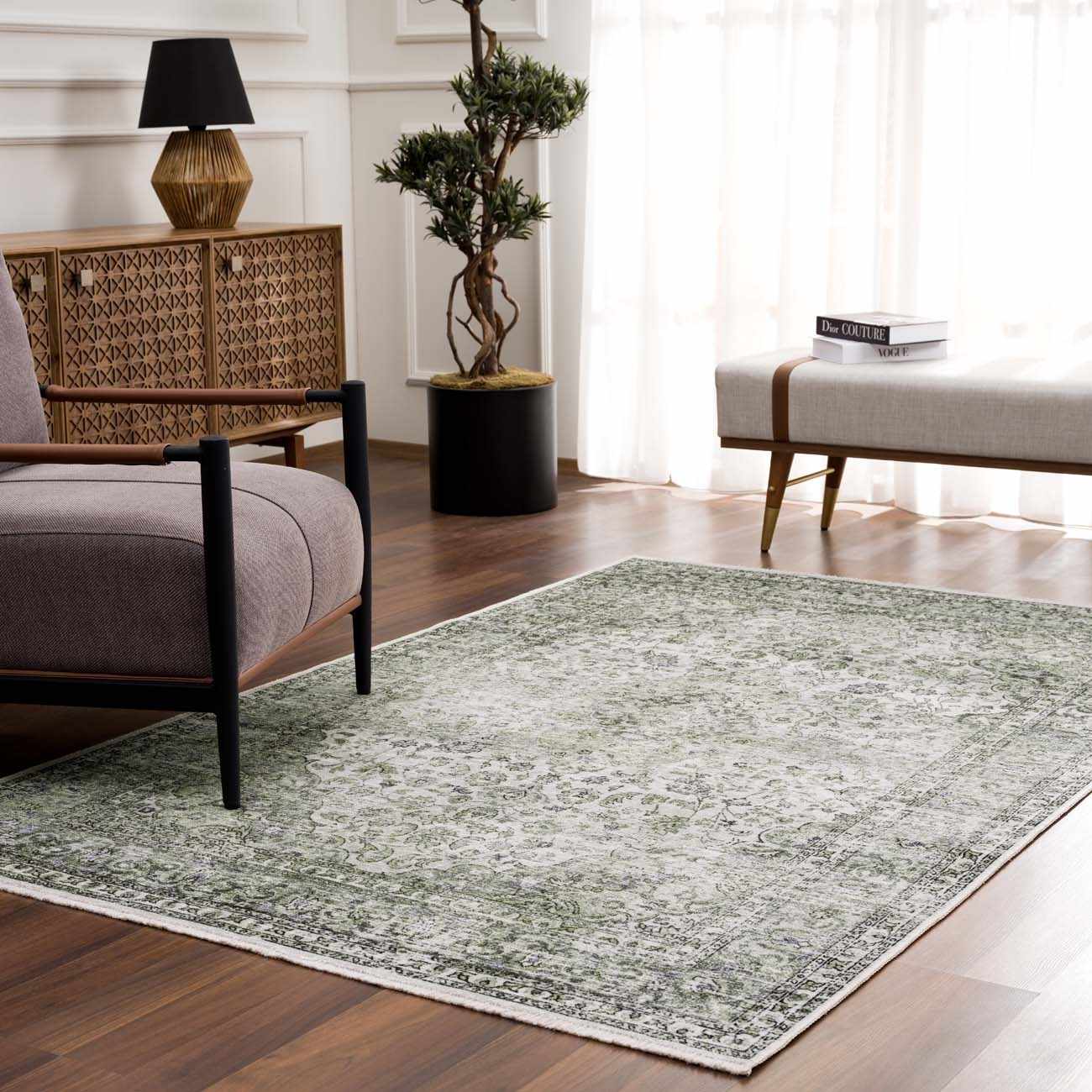 Green Holi-4604 Washable Area Rug