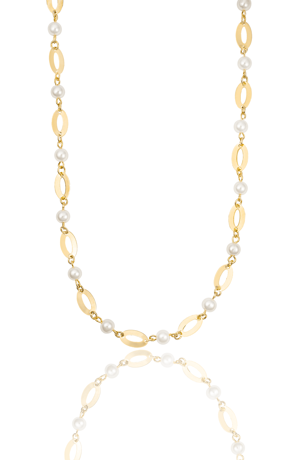Oval Charm Link Pearl Bracelet (F11A/I85)