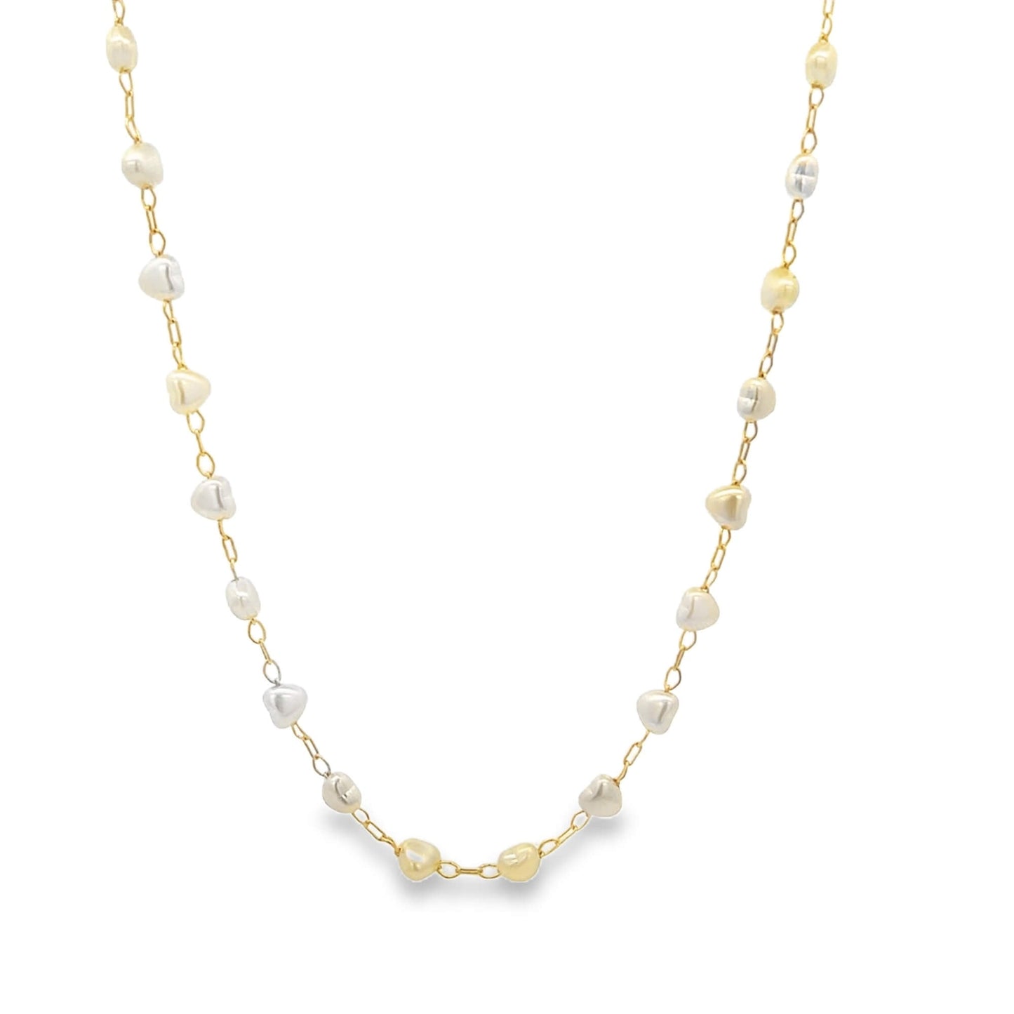 Tiny Heart Shaped Pearl Charm Link Bracelet (H156/I516/E261)