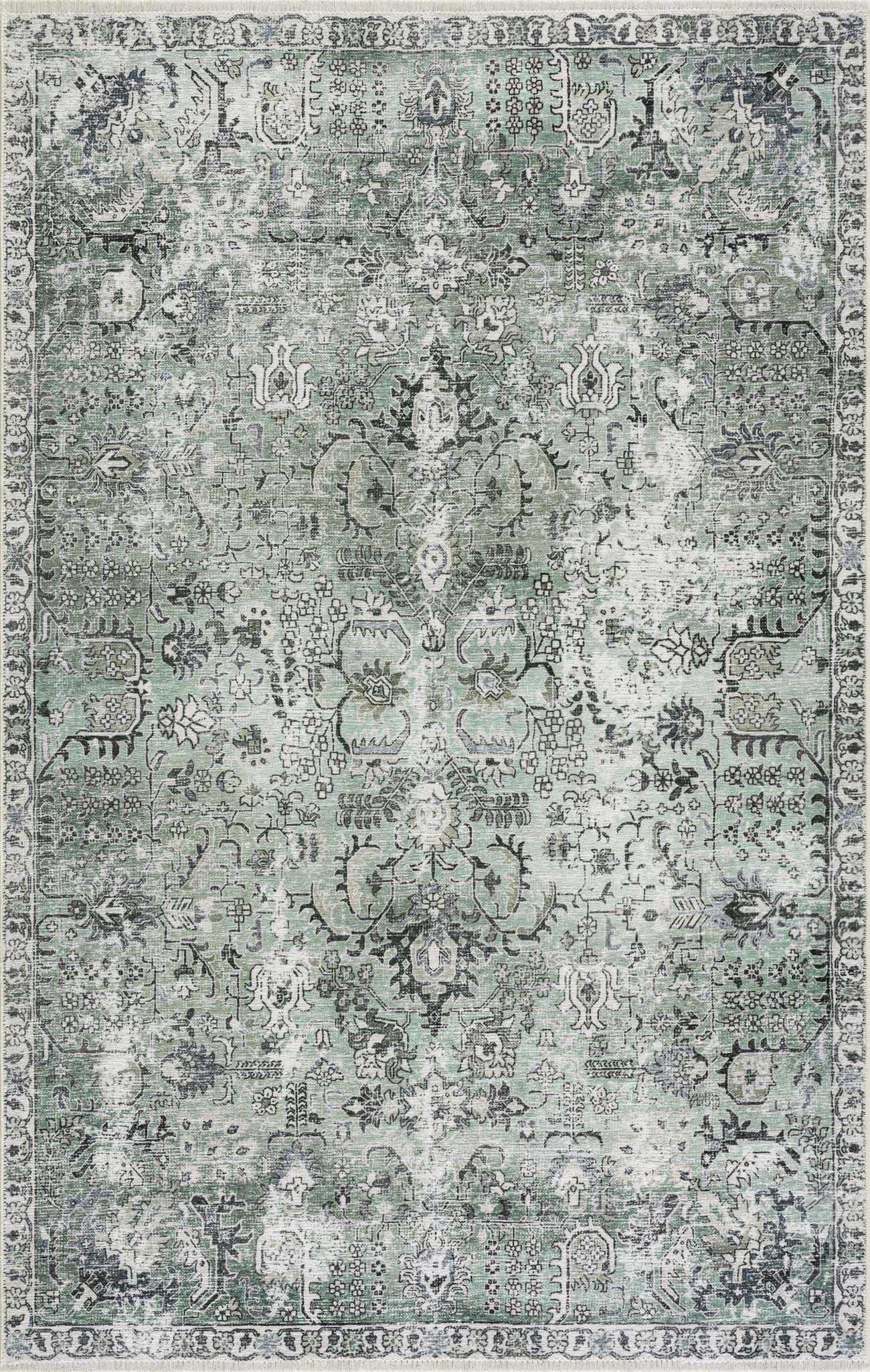 Green Holi-4605 Washable Area Rug