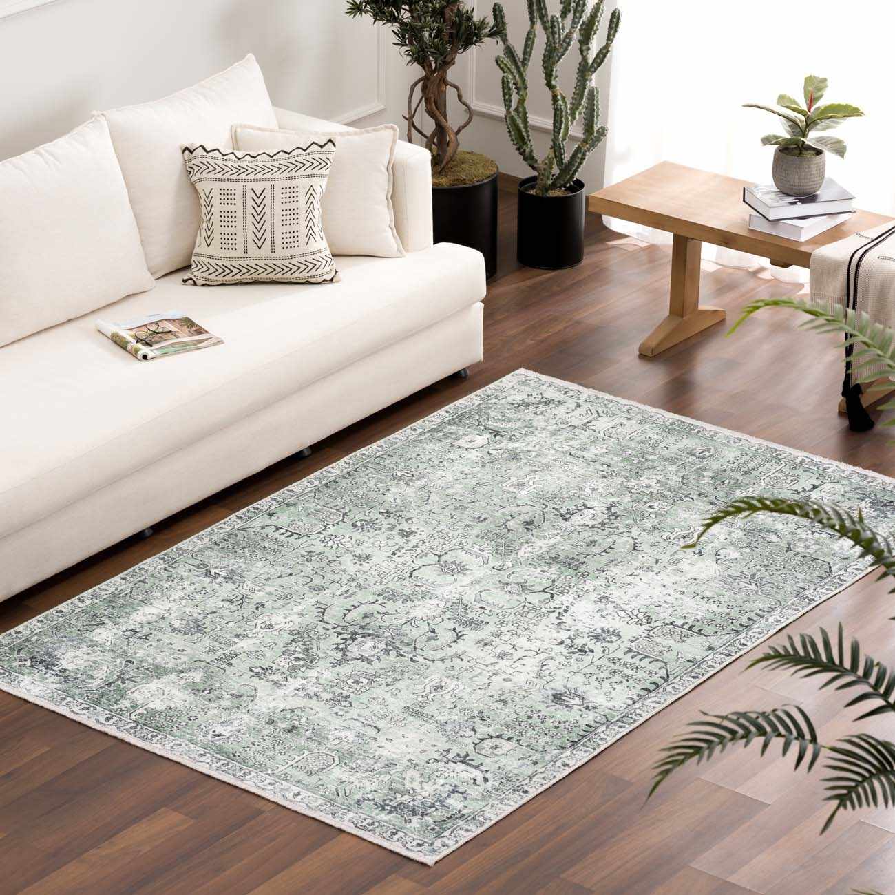 Green Holi-4605 Washable Area Rug