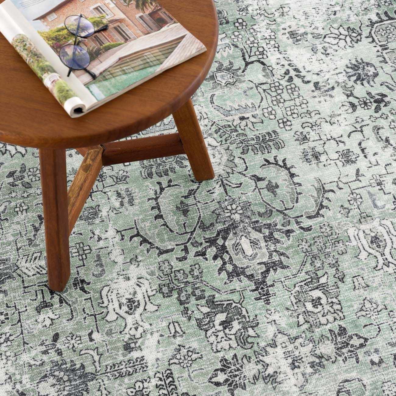 Green Holi-4605 Washable Area Rug