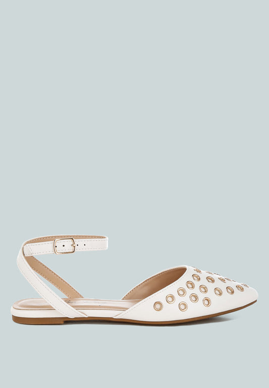 Chalcis Eyelet Detail Flat Sandals