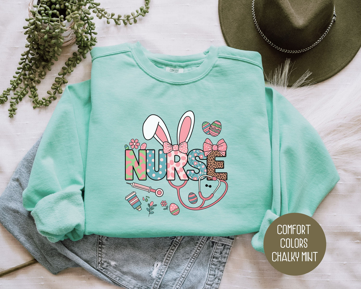 Easter Nurse Comfort Colors Sweatshirt