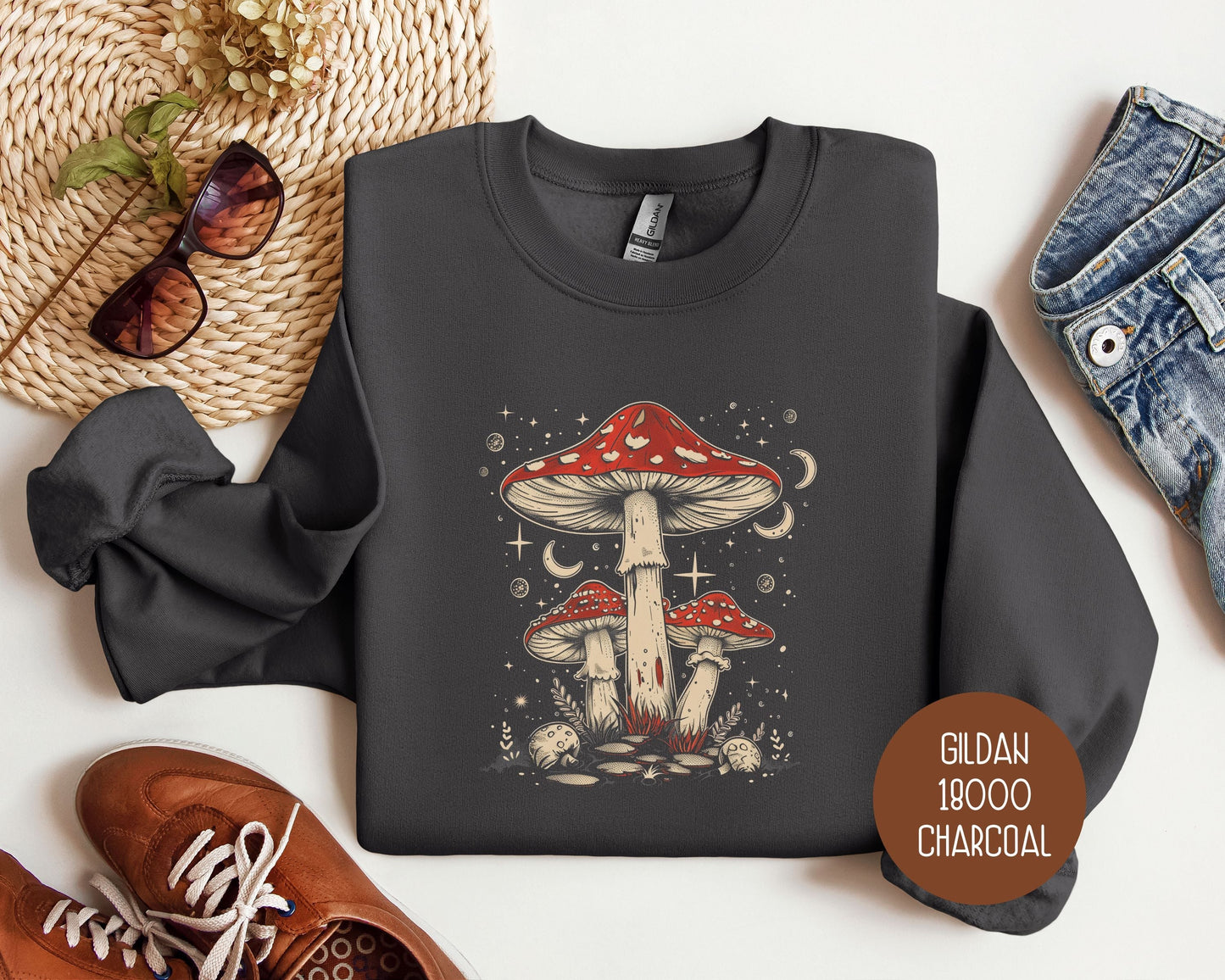 Retro Red Mushrooms Sweatshirt