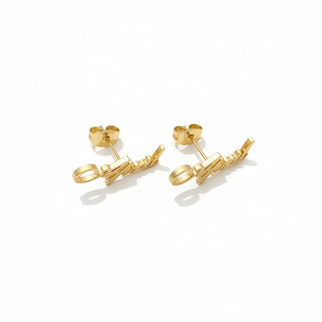 Custom Name Earrings Dainty Minimalist Personalized Nameplate Earrings