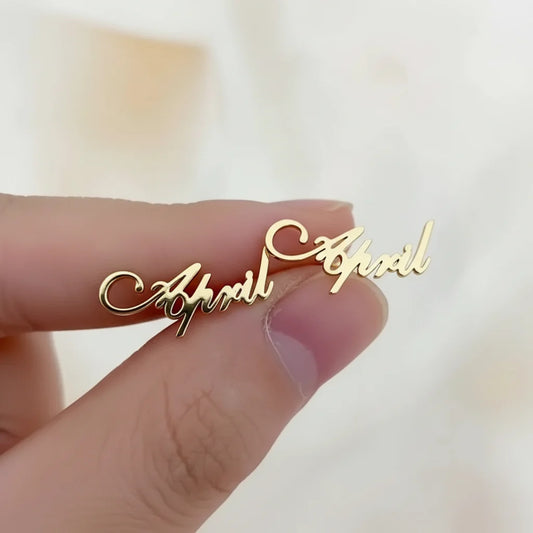 Custom Name Earrings Dainty Minimalist Personalized Nameplate Earrings