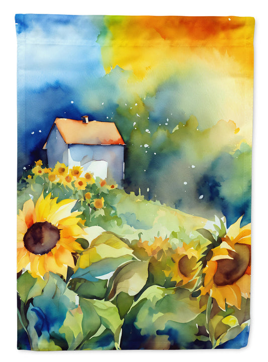 Sunflowers in Watercolor Garden Flag