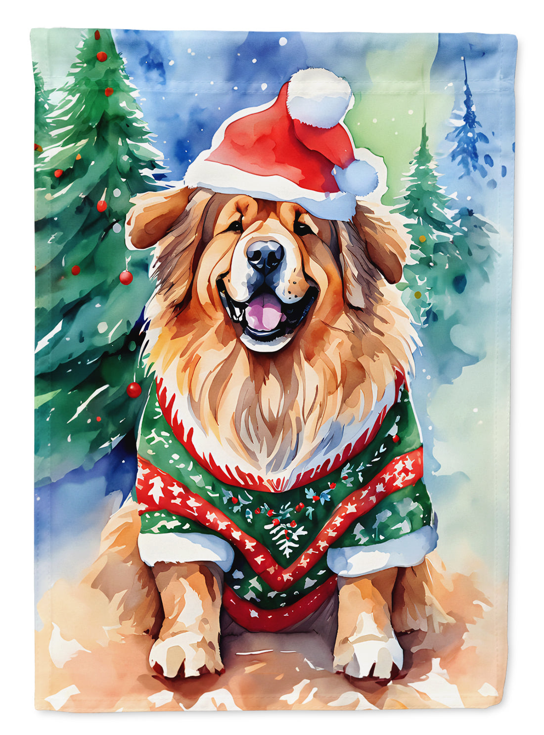 Tibetan Mastiff Christmas House Flag