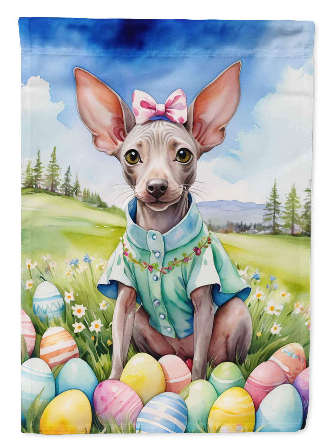 American Hairless Terrier Easter Egg Hunt House Flag