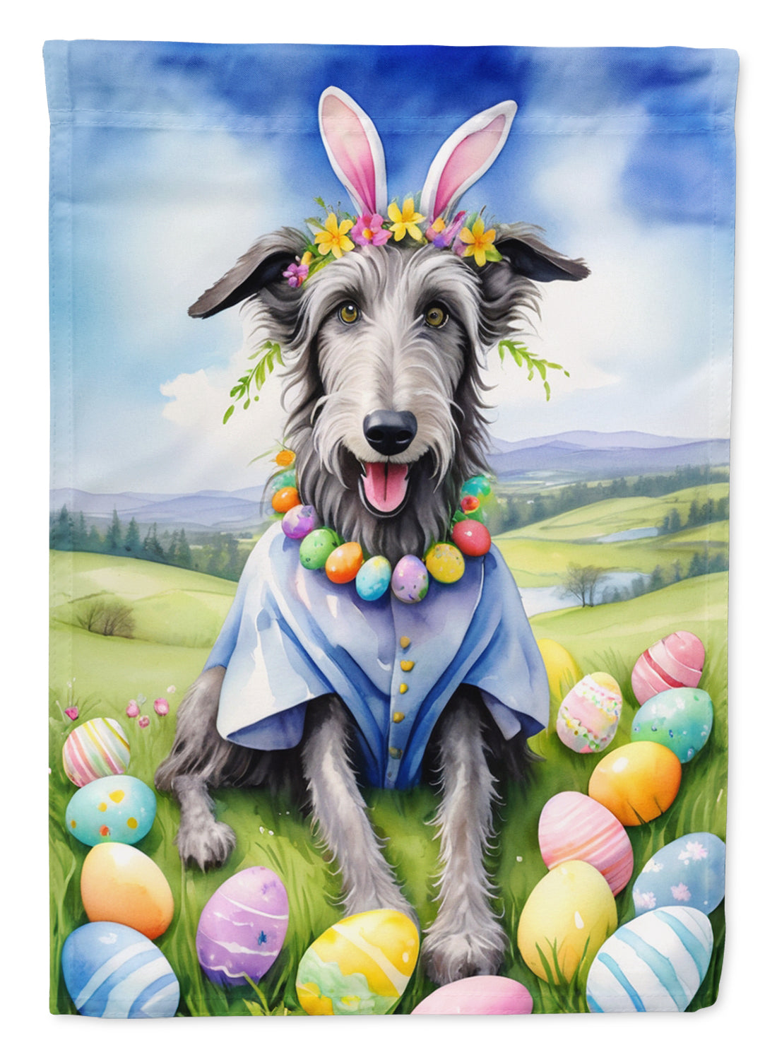 Scottish Deerhound Easter Egg Hunt House Flag
