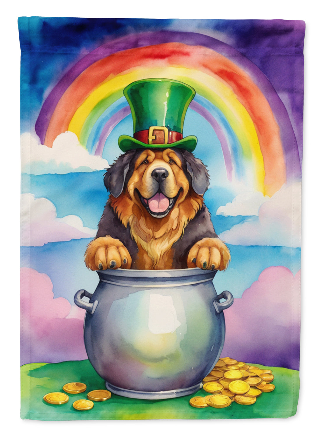 Tibetan Mastiff St Patrick's Day House Flag