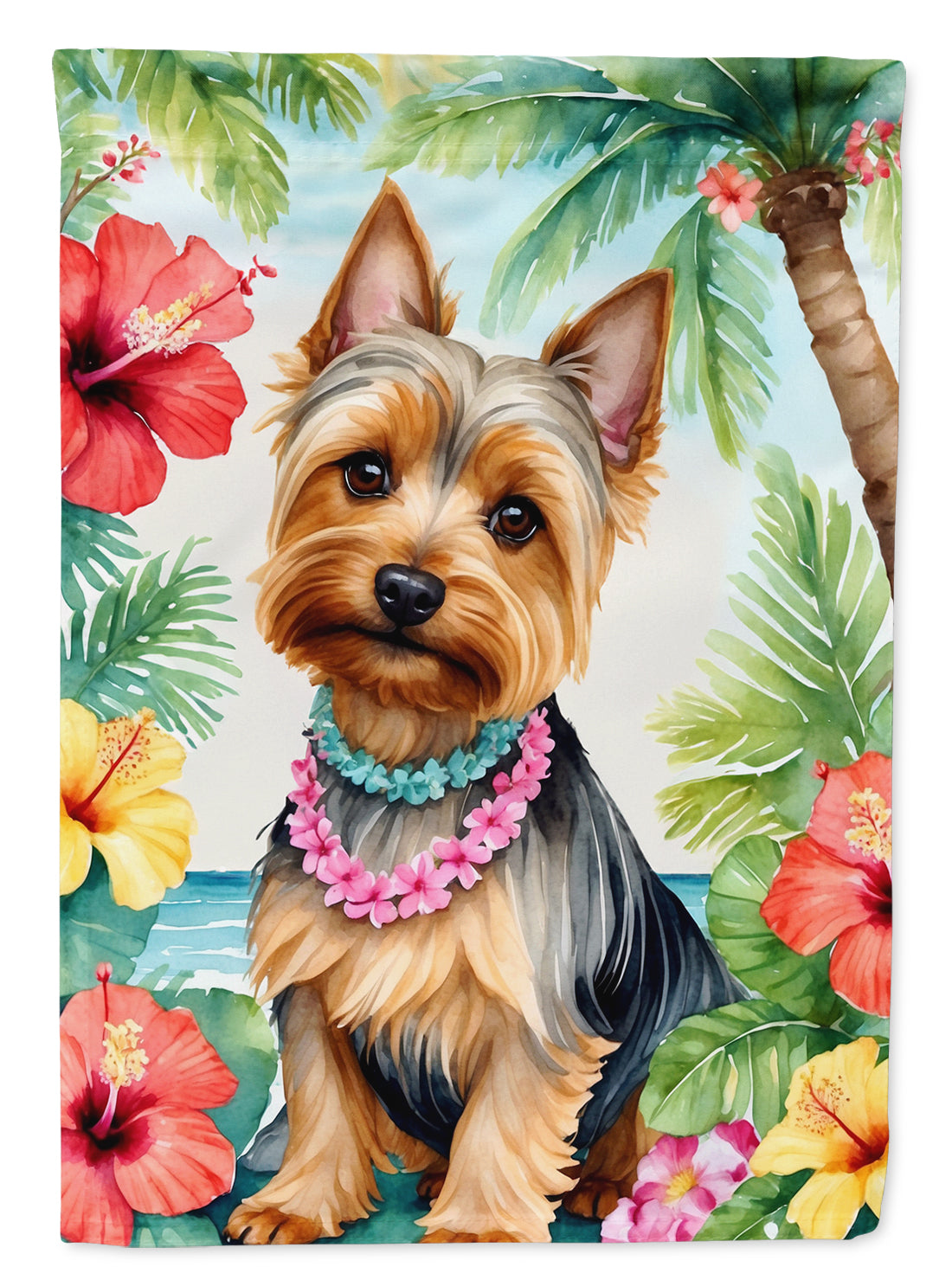 Silky Terrier Luau House Flag