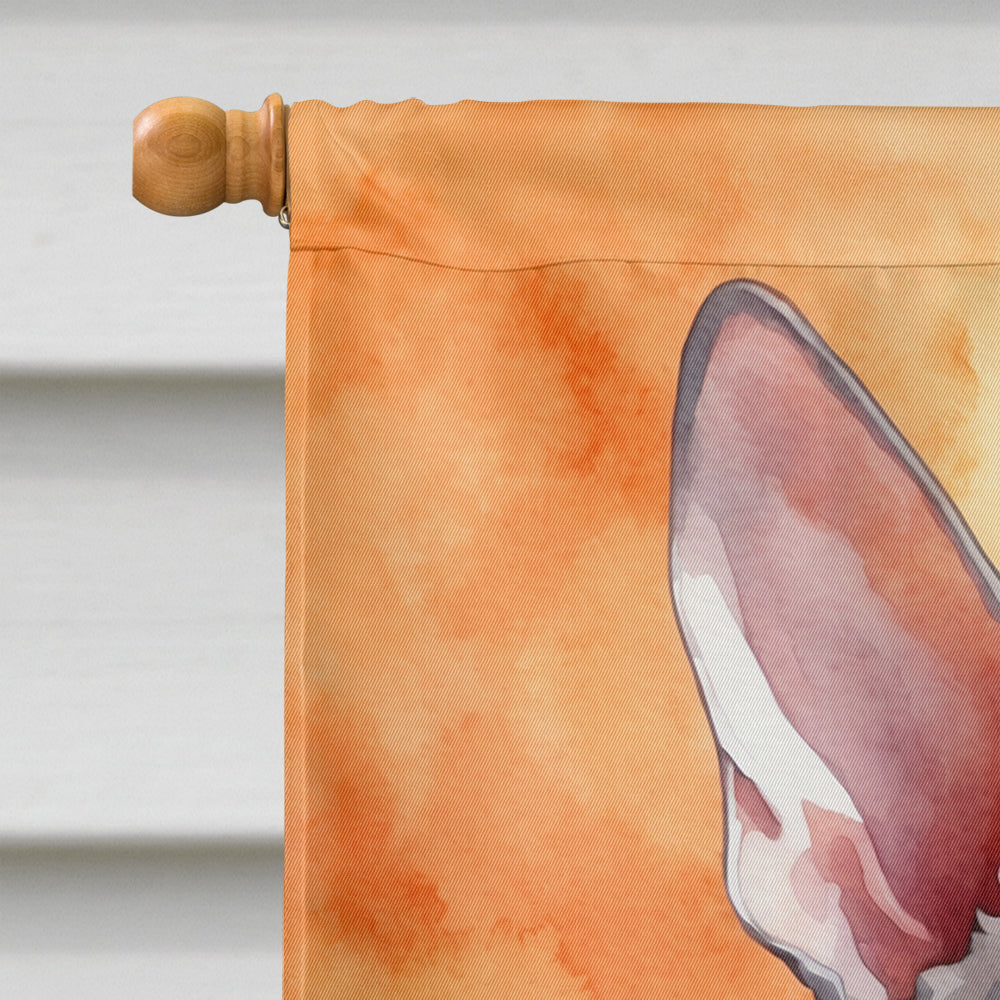 Cornish Rex Cat in Fall Leaves House Flag