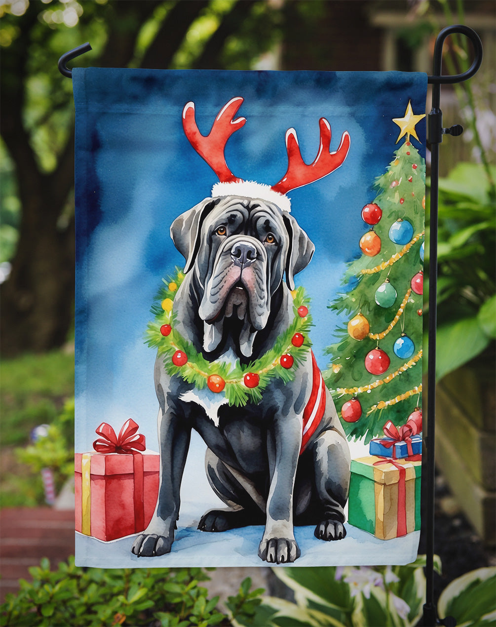 Neapolitan Mastiff Christmas Reindeer Garden Flag