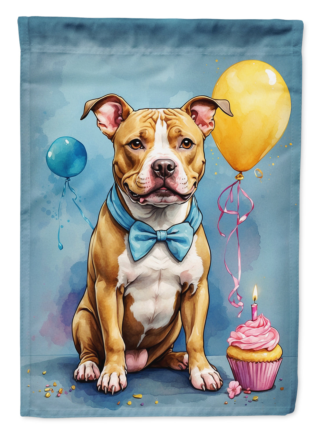 Pit Bull Terrier Happy Birthday Garden Flag