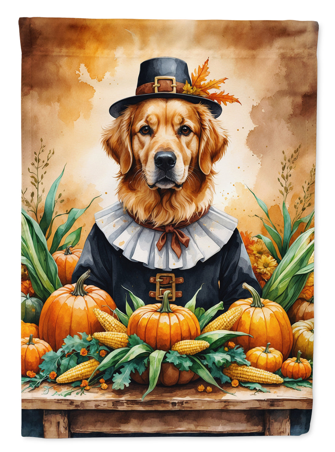 Golden Retriever Thanksgiving House Flag