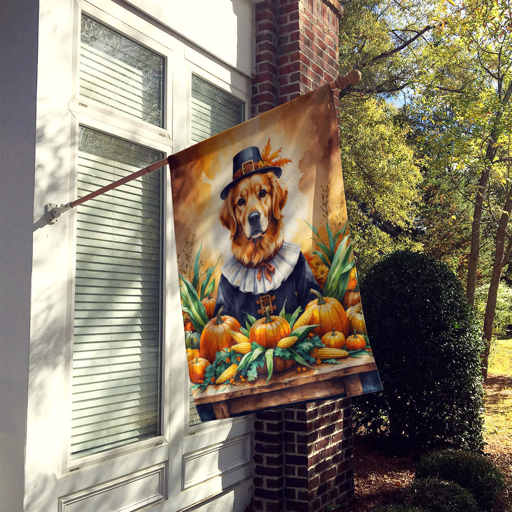 Golden Retriever Thanksgiving House Flag