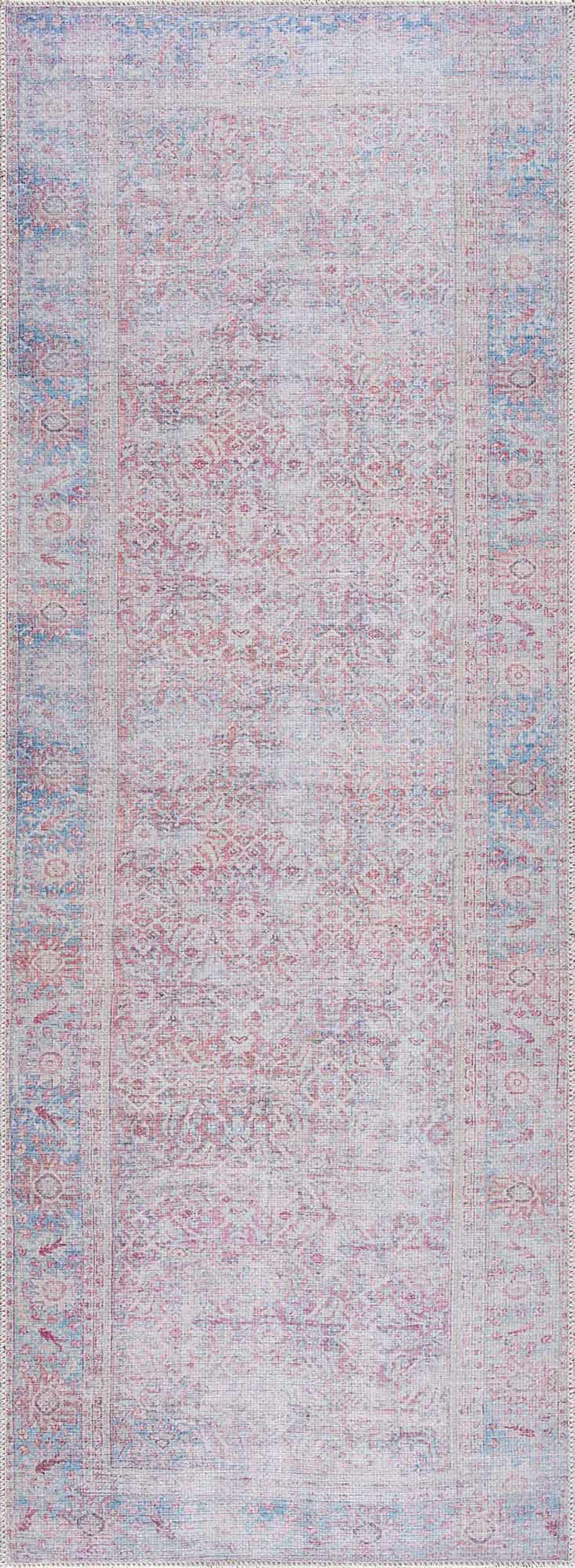 Roseblush Faded Red Washable Carpet - Clearance