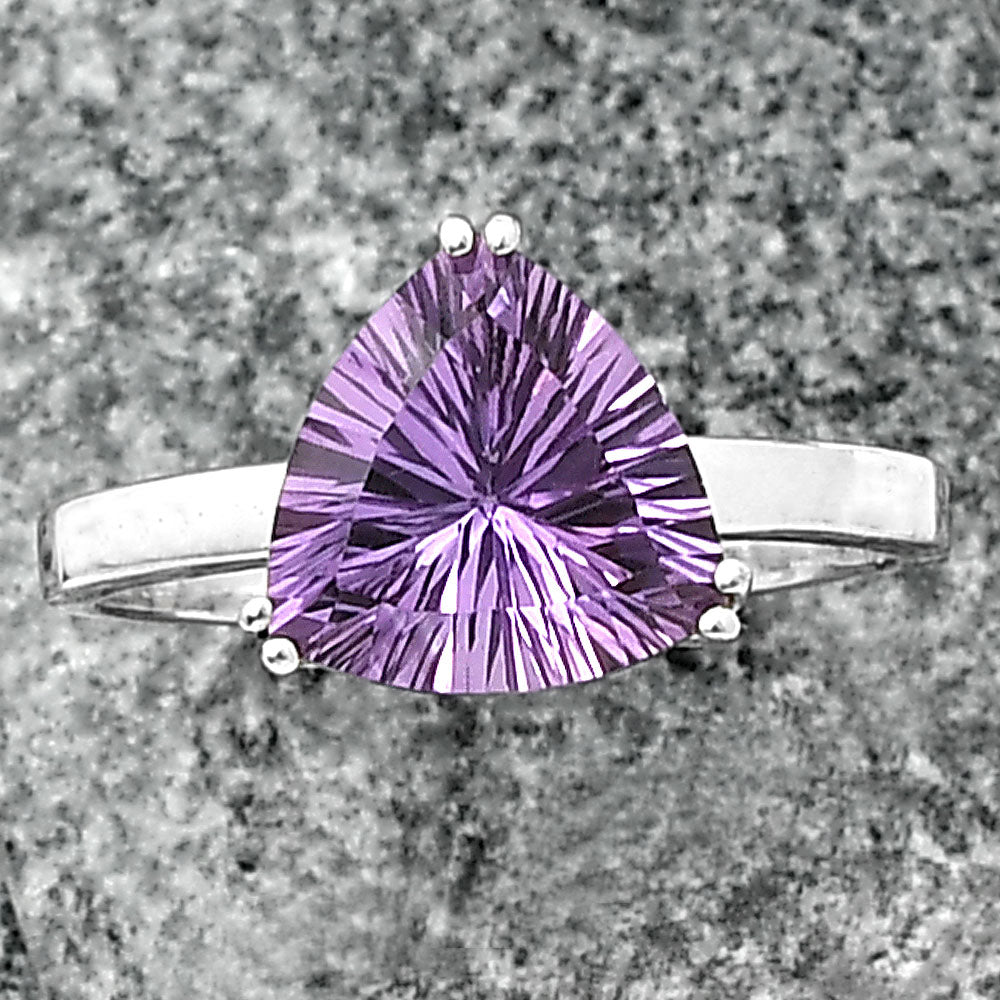 Elegant Trillion Purple Amethyst Gemstone Ring in 925 Sterling Silver DGR1109 R-1020