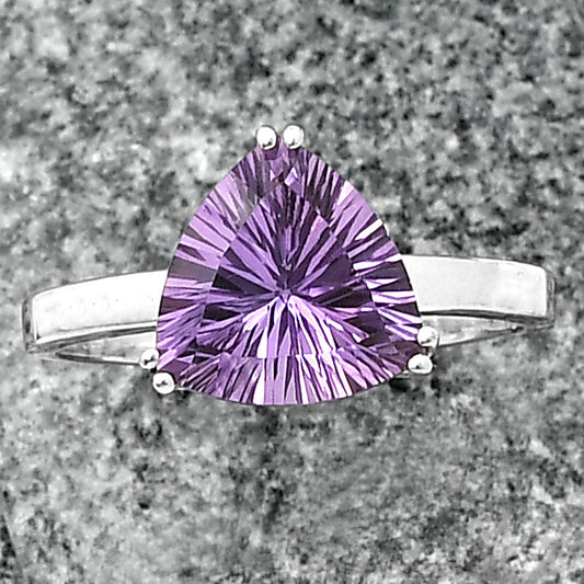 Elegant Trillion Purple Amethyst Gemstone Ring in 925 Sterling Silver DGR1109 R-1020