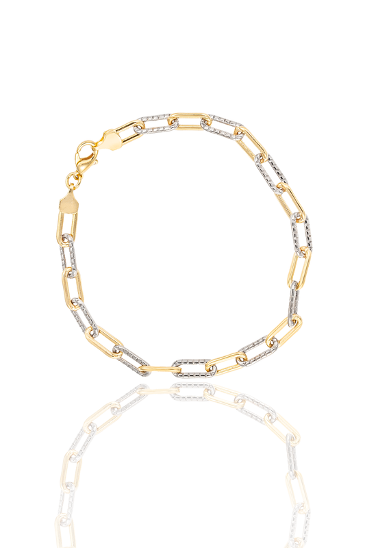 Two Tone Textured Paperclip Bracelet (H141/I235)