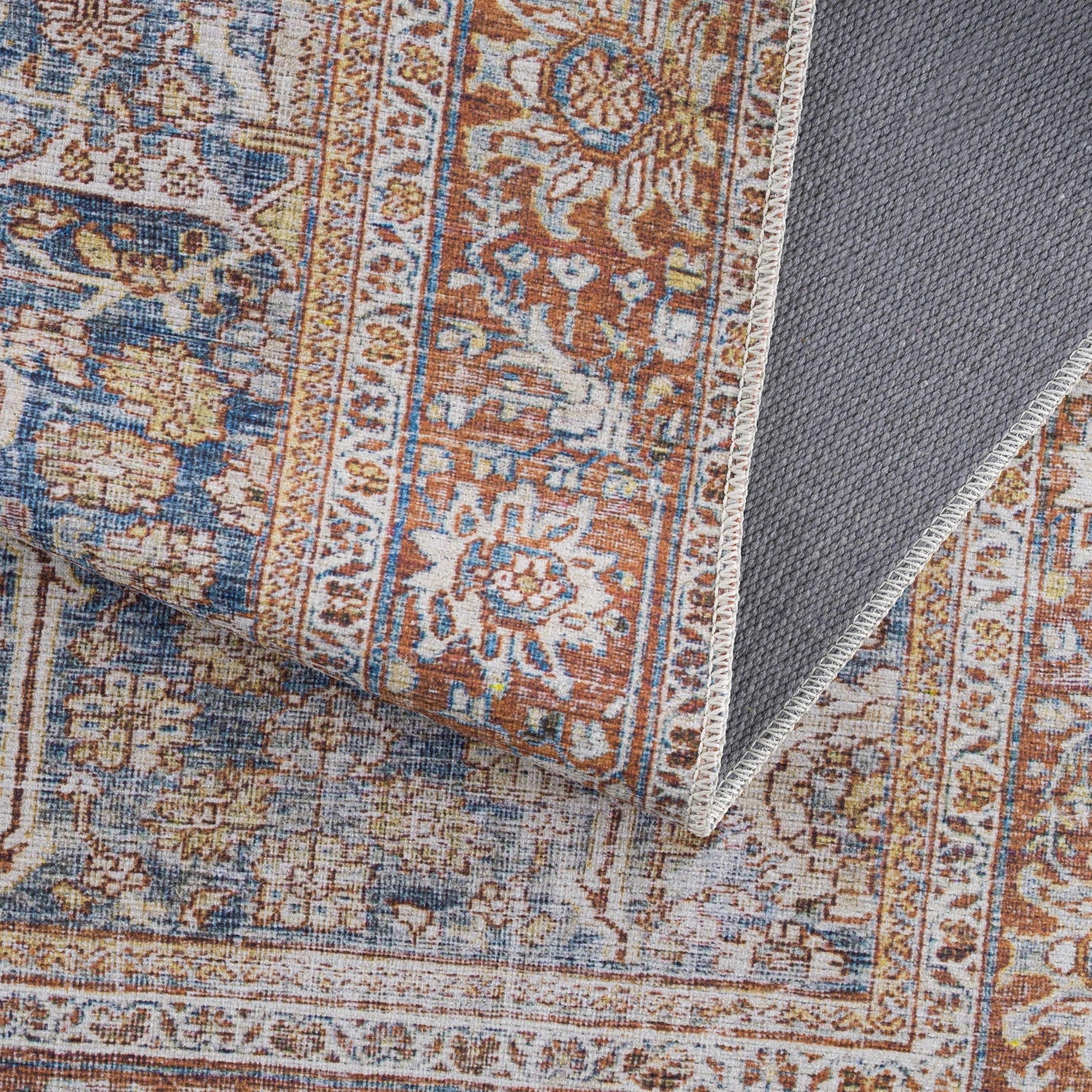 Rust Mair Traditional Washable Area Rug - Clearance