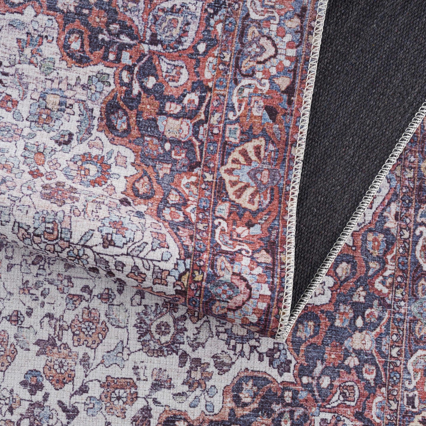 Red Cael Medallion Washable Carpet - Clearance
