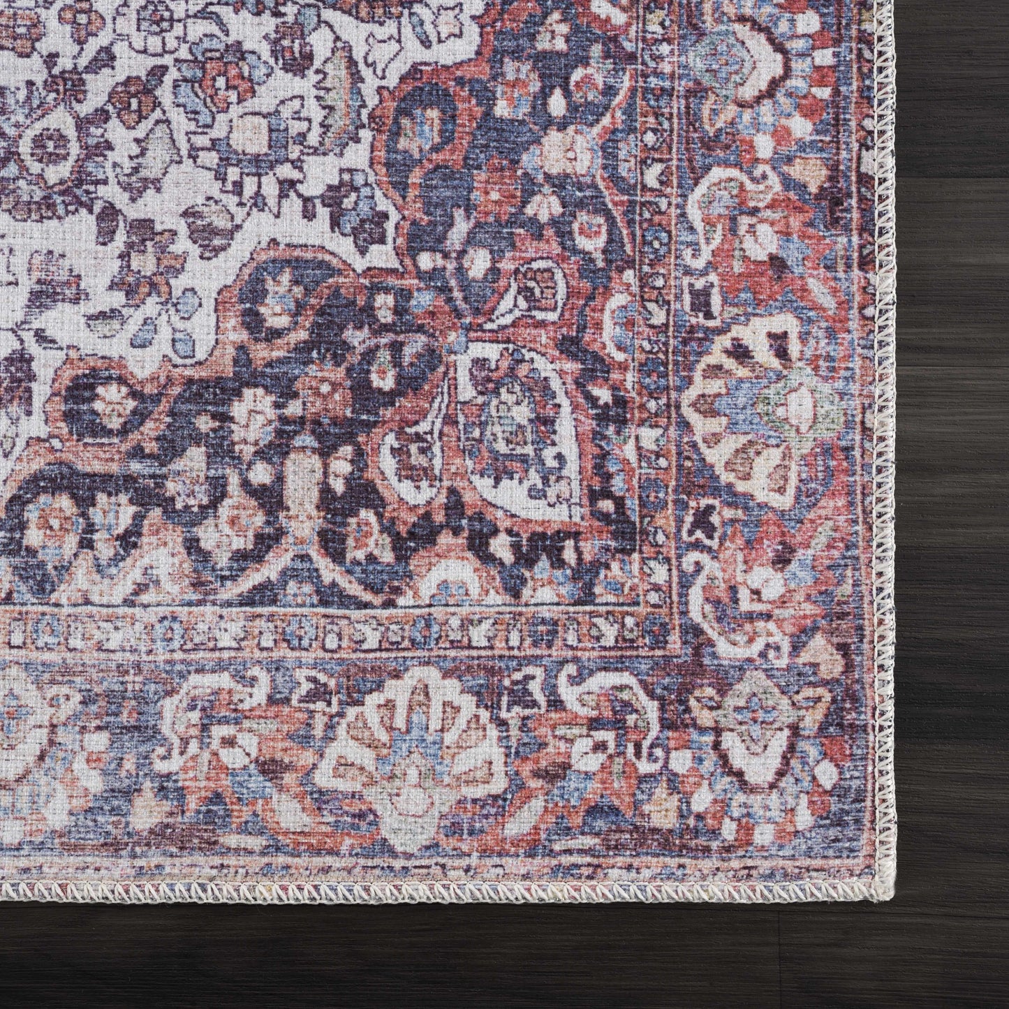 Red Cael Medallion Washable Carpet - Clearance