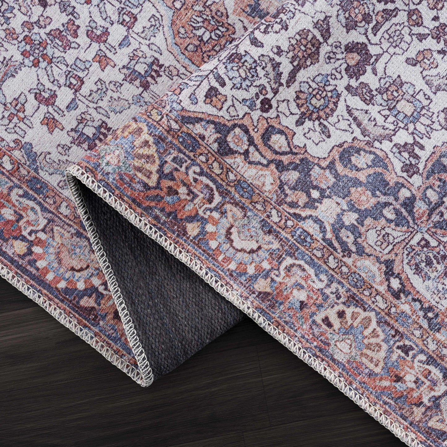 Red Cael Medallion Washable Carpet - Clearance