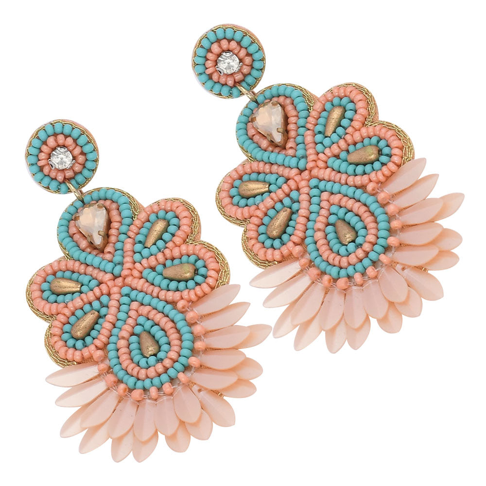 Colorful Beaded Earrings,Hoop Dangle Earrings, Bohemia Boho Tassel Earrings FER1010