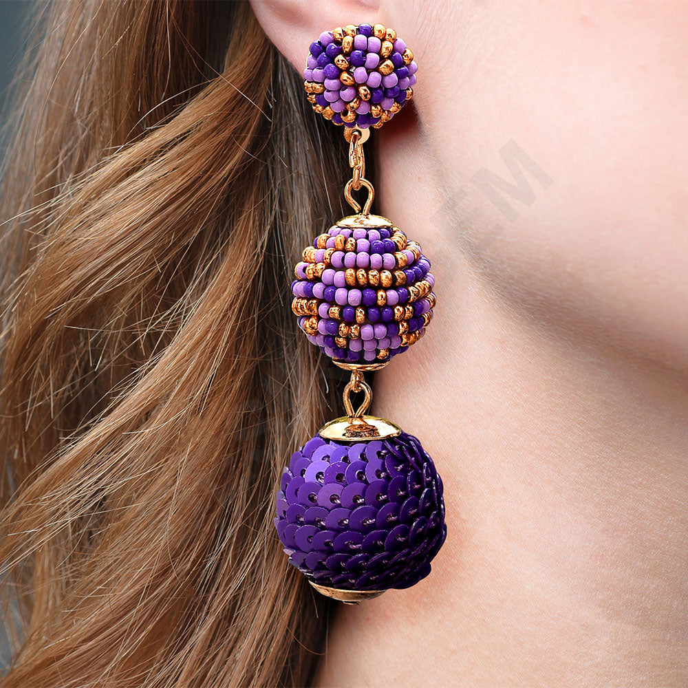 Colorful Beaded Earrings,Hoop Dangle Earrings, Bohemia Drops Earrings, Tassel Earrings FER1028