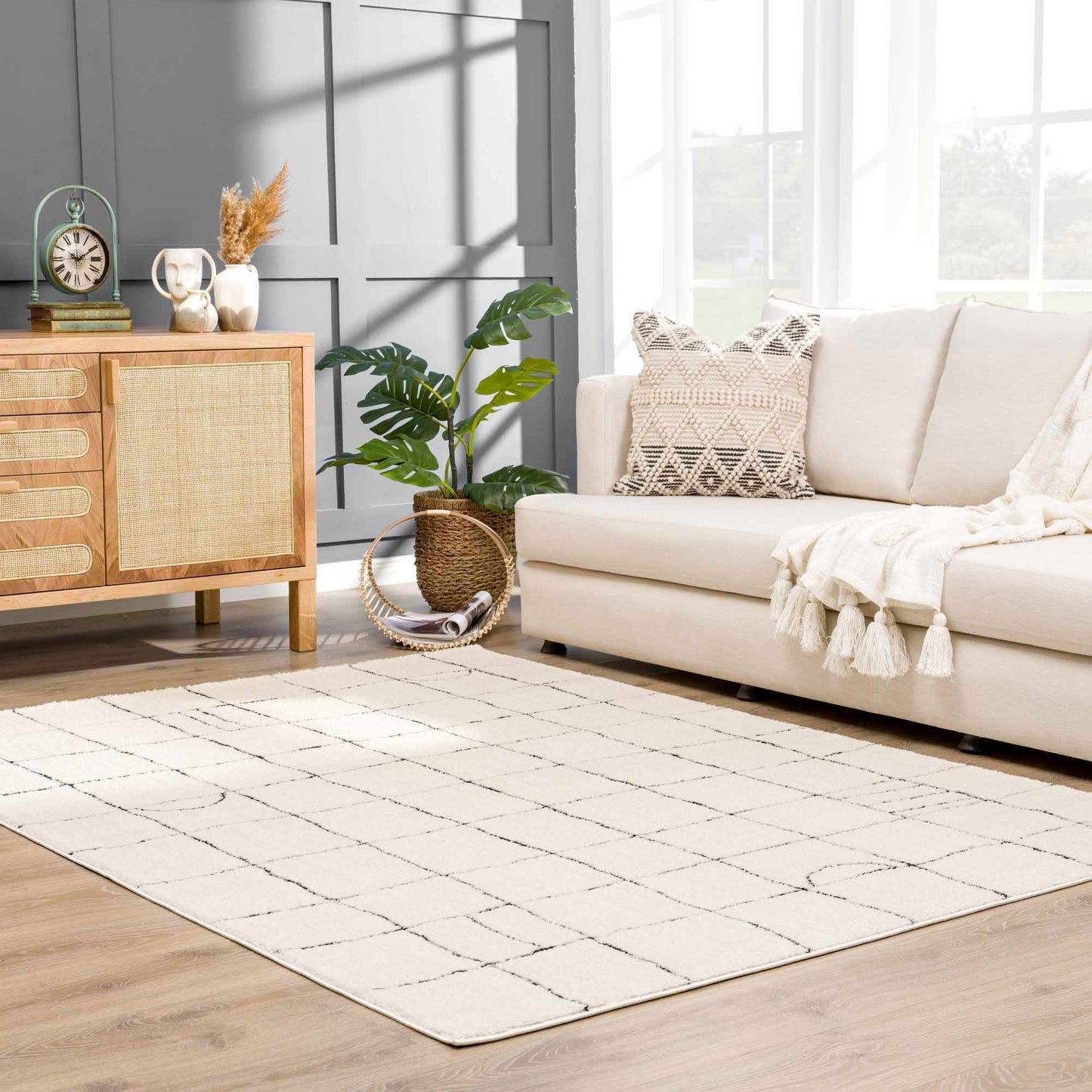 Keanu Black & White Area Rug - Clearance