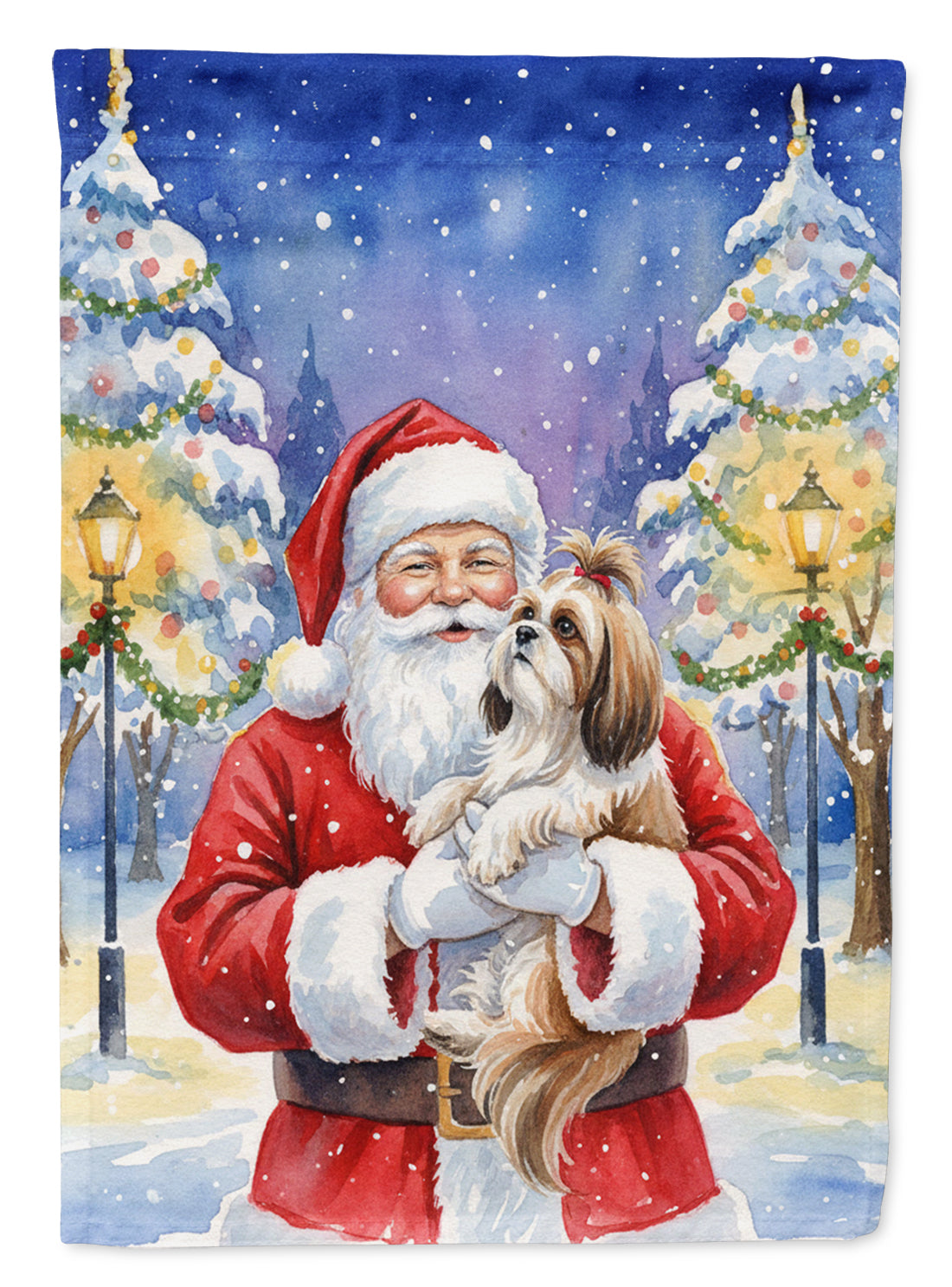 Shih Tzu with Santa Claus House Flag