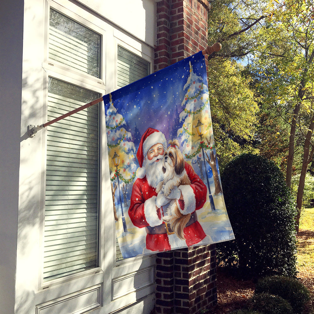 Shih Tzu with Santa Claus House Flag