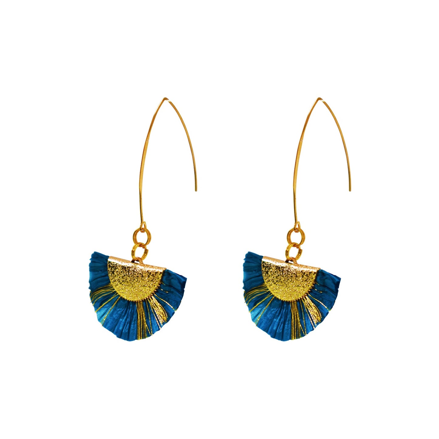 Fan Earrings, Blue tassel earrings, Angled drop earrings, Minimalist Modern Earrings, Fashion accessories | by lovedbynlanla