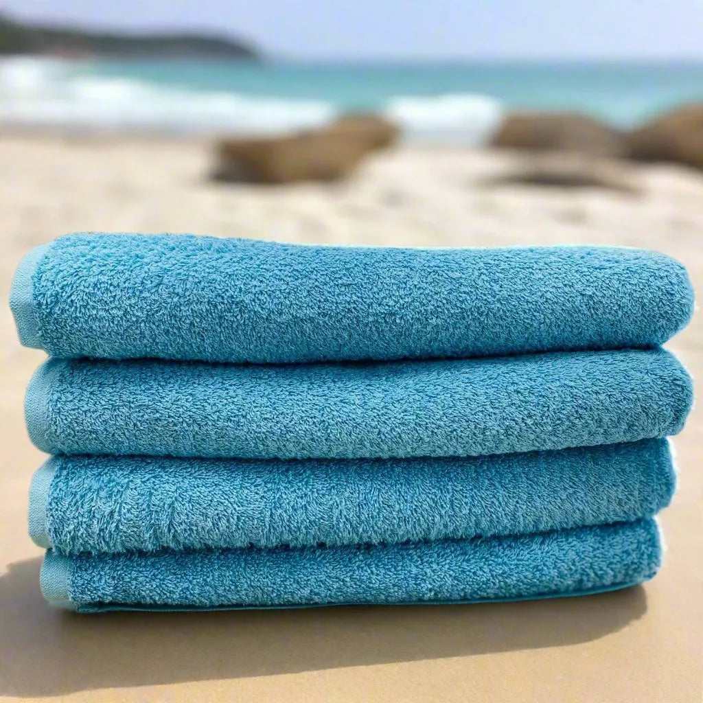 Aqua Blue Beach Towels in size 27"X54" Vat Dyed
