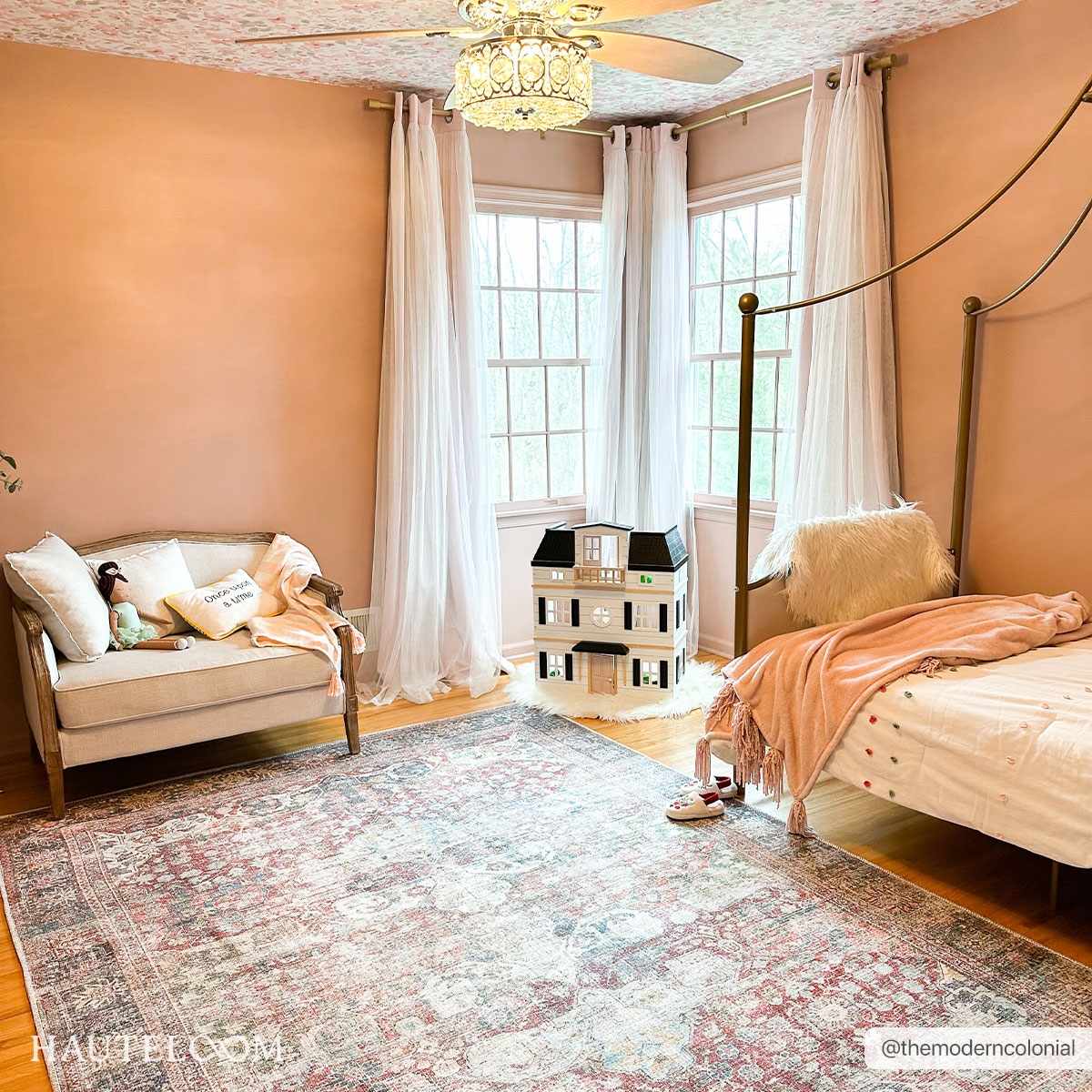 Rust Elki Vintage Medallion Washable Area Carpet - Clearance