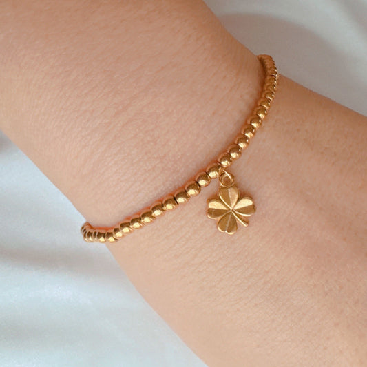 Golden Ball Single Charm Stretch Bracelet
