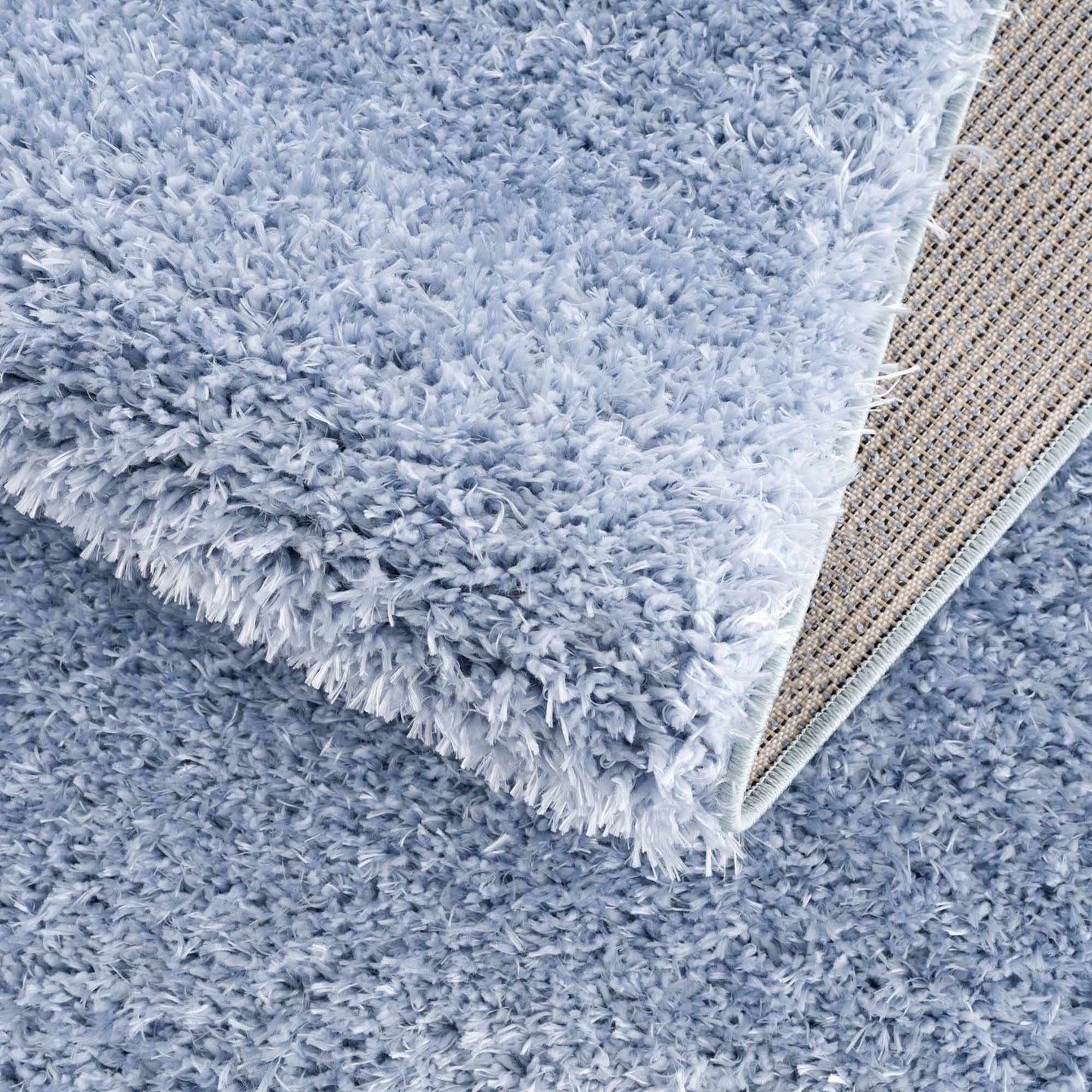 Faina Solid Aqua Shag Rug Washable