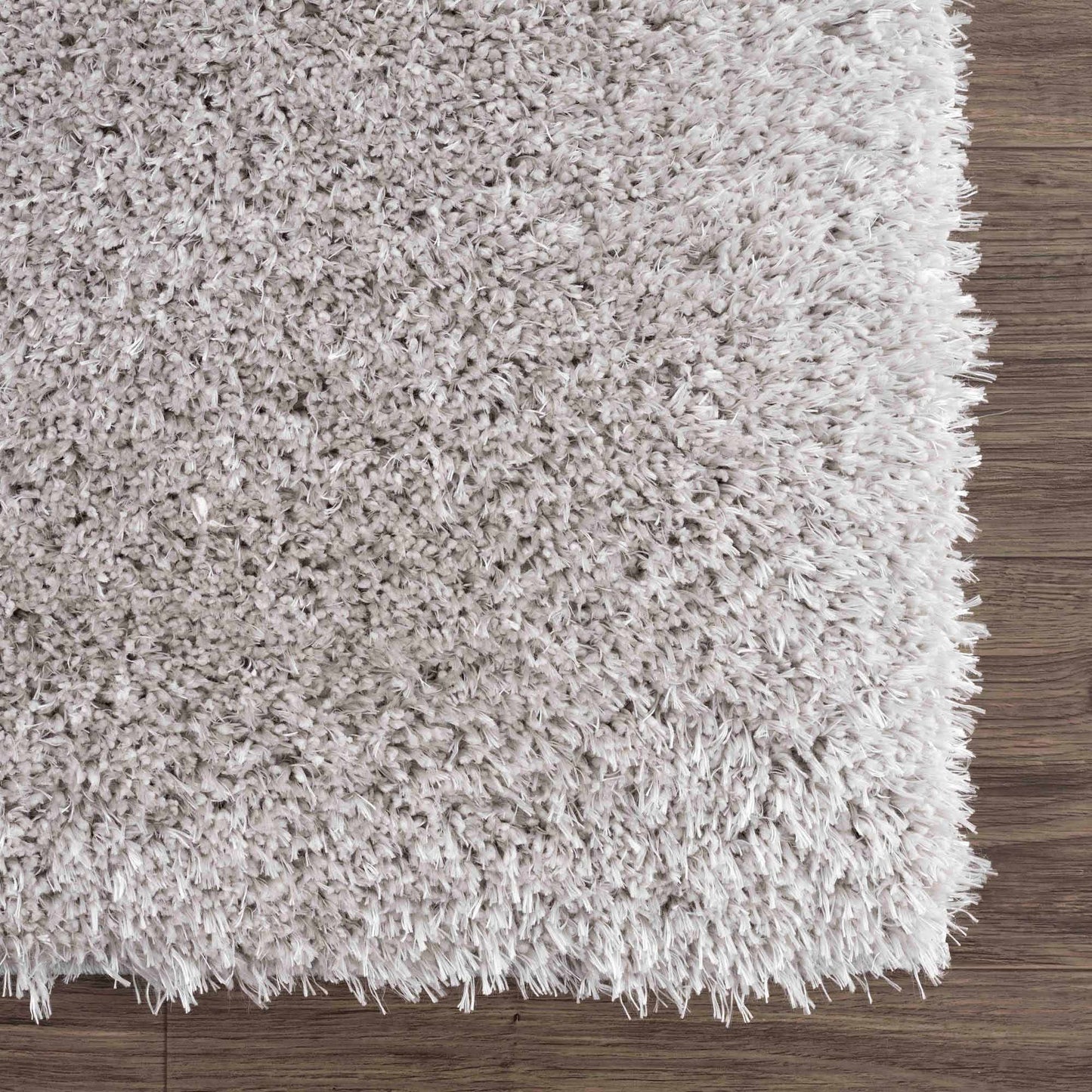 Faina Solid Light Gray Shag Rug Washable