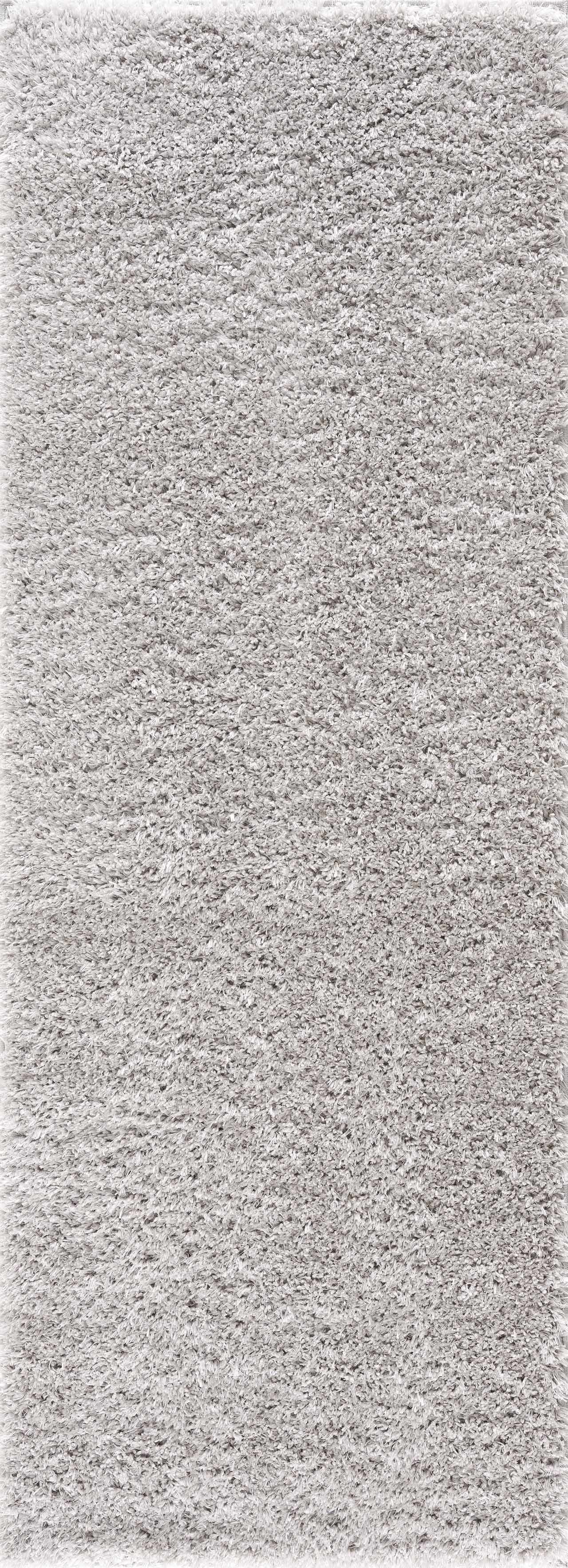 Faina Solid Light Gray Shag Rug Washable