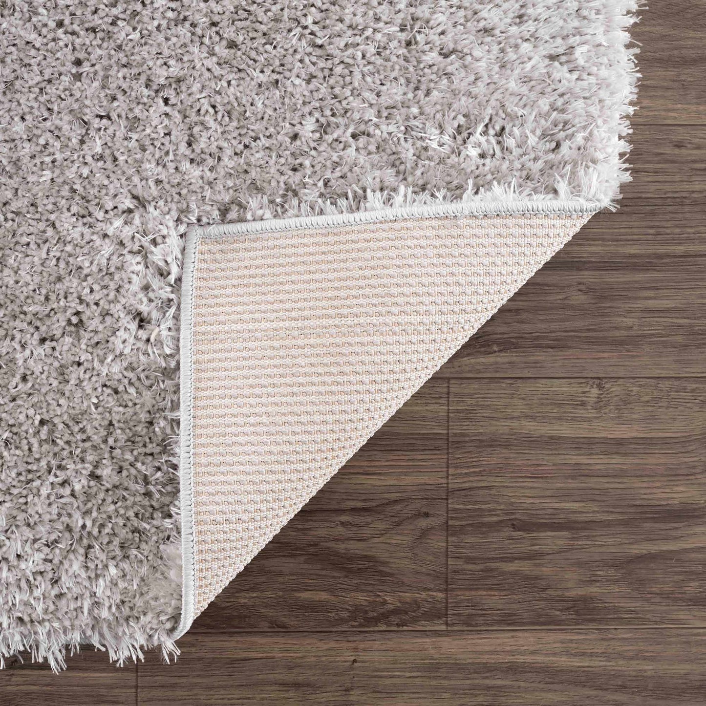 Faina Solid Light Gray Shag Rug Washable
