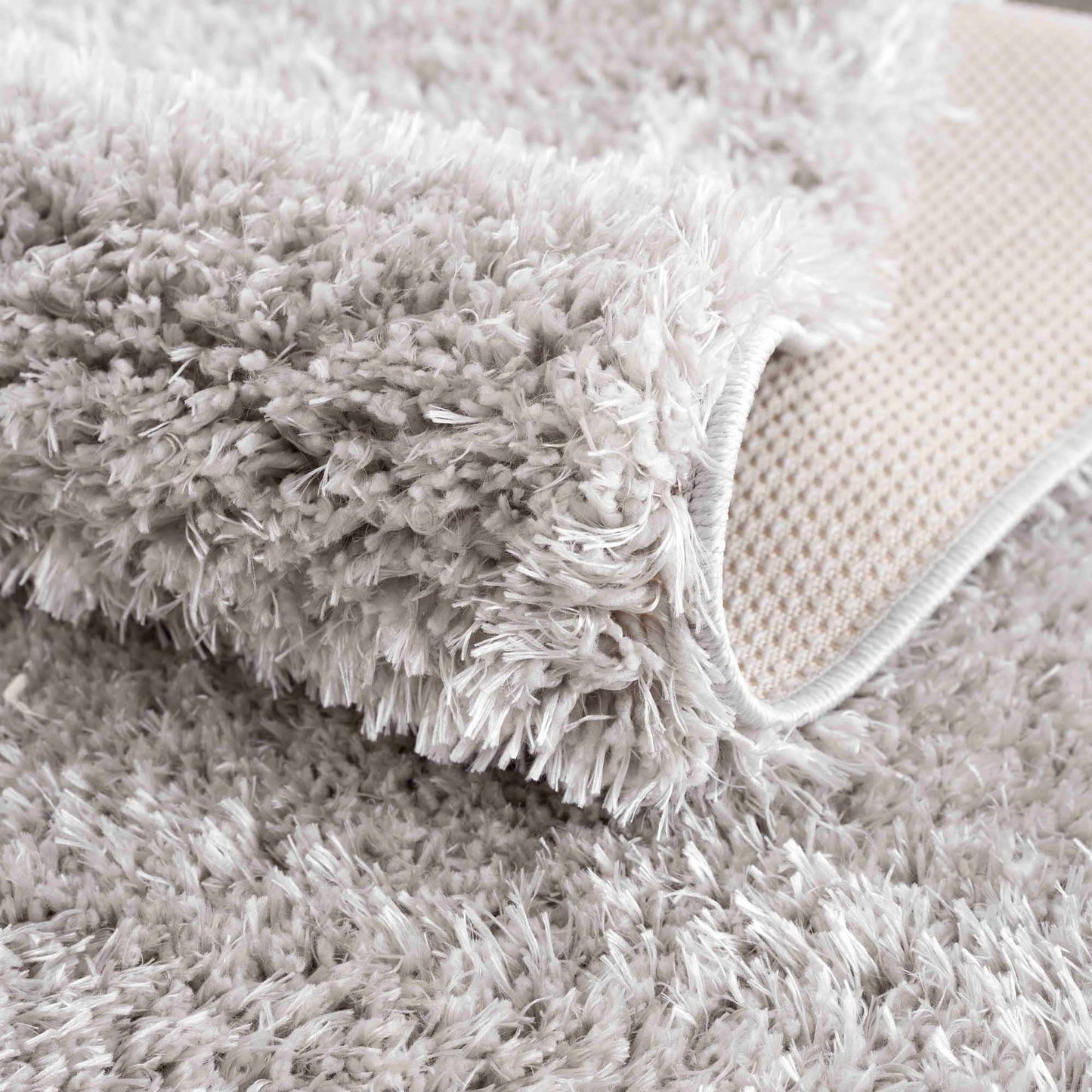 Faina Solid Light Gray Shag Rug Washable